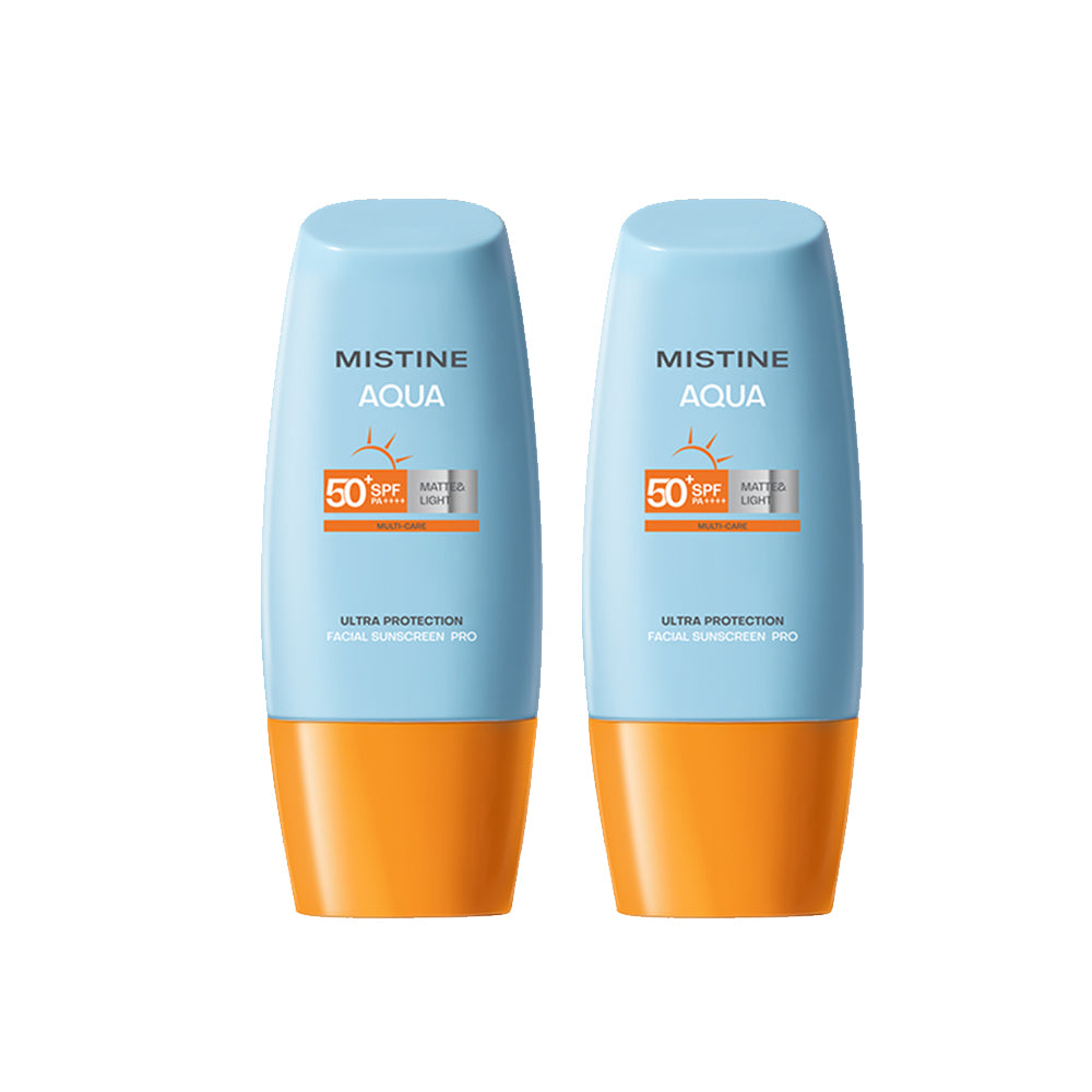 【Bundle of 2】Mistine Aqua Base Ultra Protection Matte & Light Facial Sunscreen Pro SPF50 PA ++++ 40ml x 2 Bottles