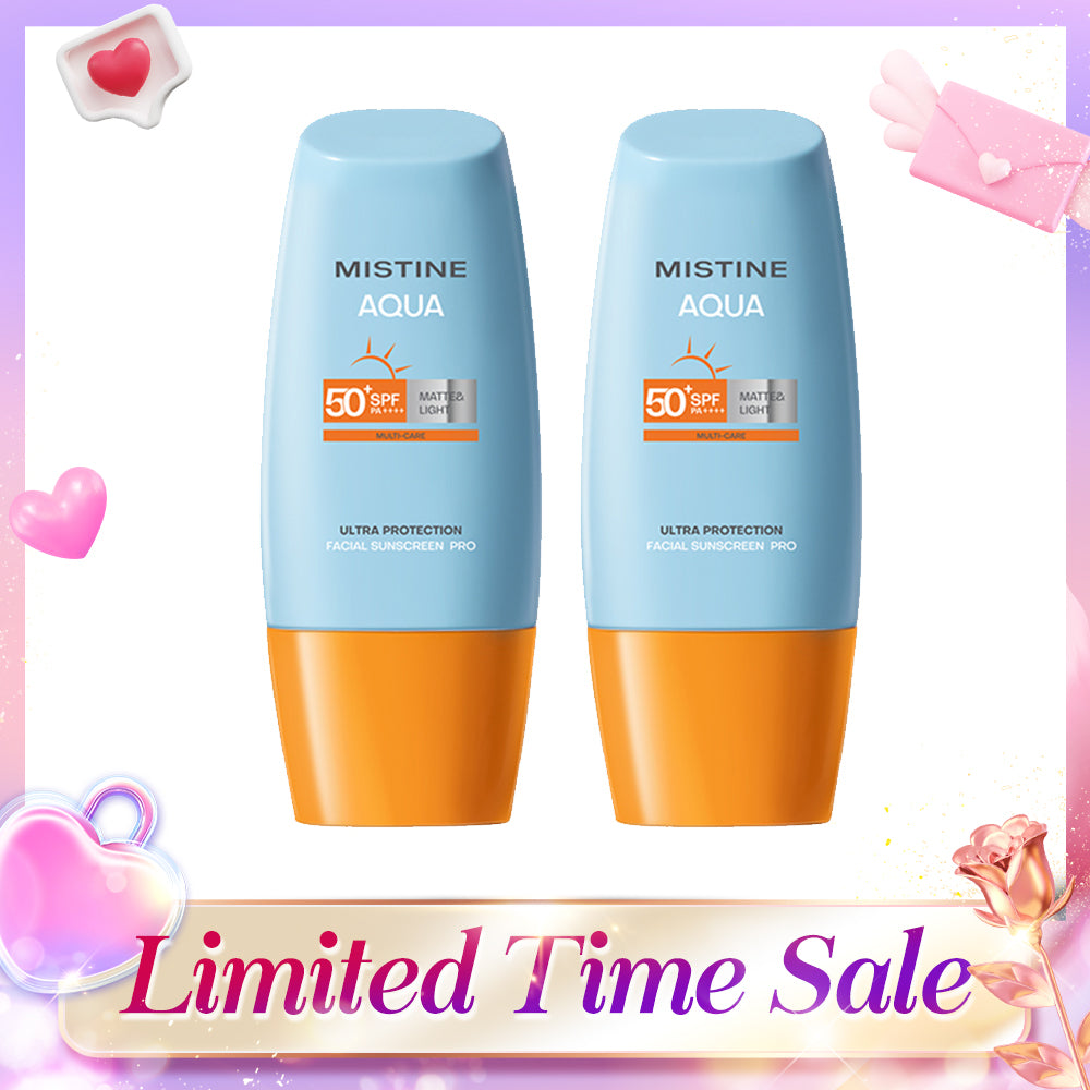 【Bundle of 2】Mistine Aqua Base Ultra Protection Matte & Light Facial Sunscreen Pro SPF50 PA ++++ 40ml x 2 Bottles