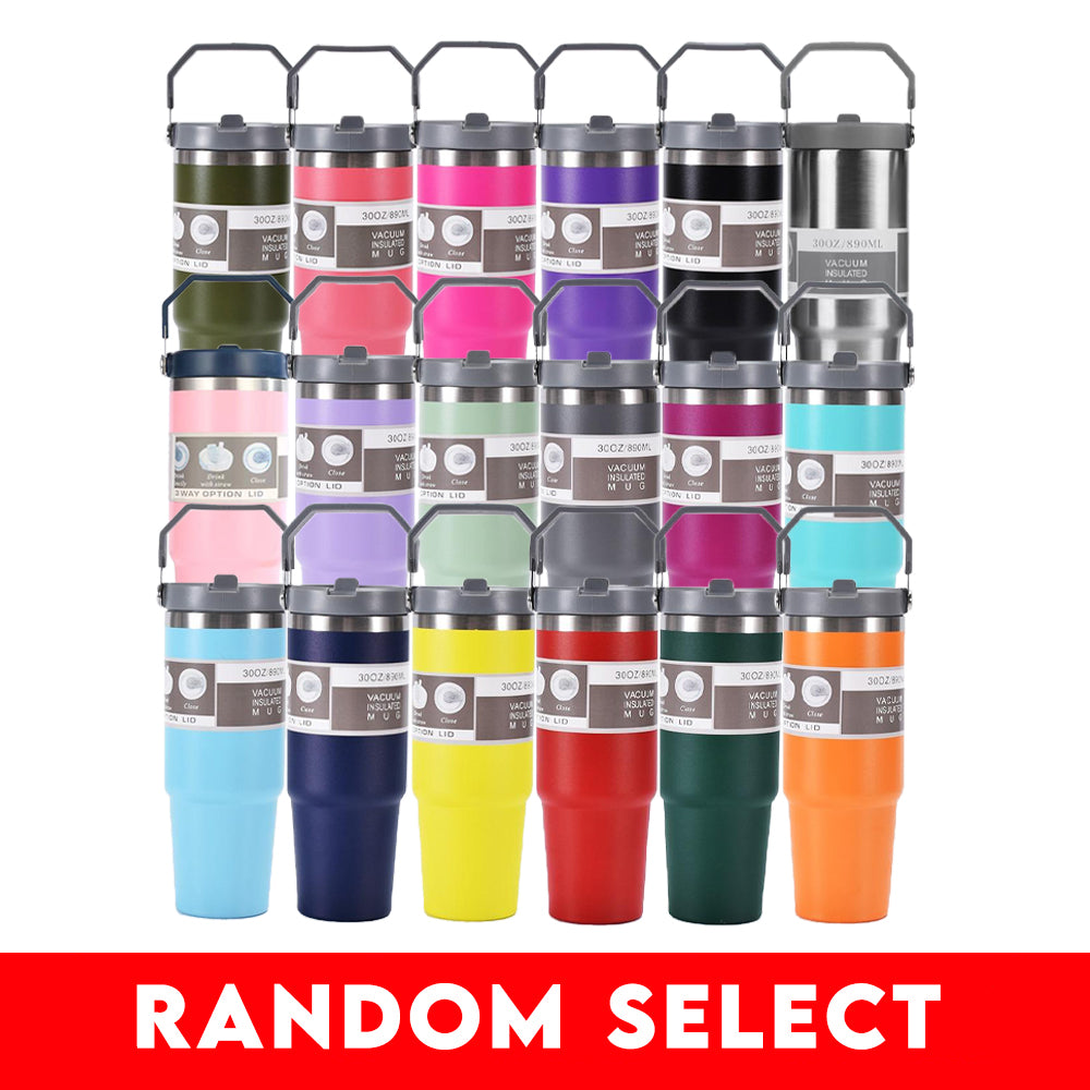 【Gift】304 Stainless Steel Vacuum Insulated Mug Bottle With Straw 890ml (Random Select)