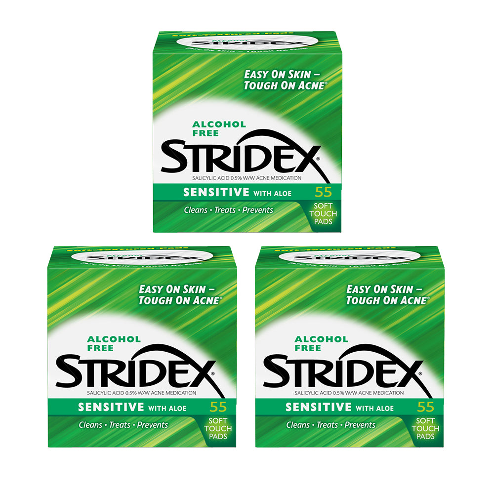 Stridex Acne Control Pads with Salicylic Acid (Sensitive) 55s x 3 Boxes