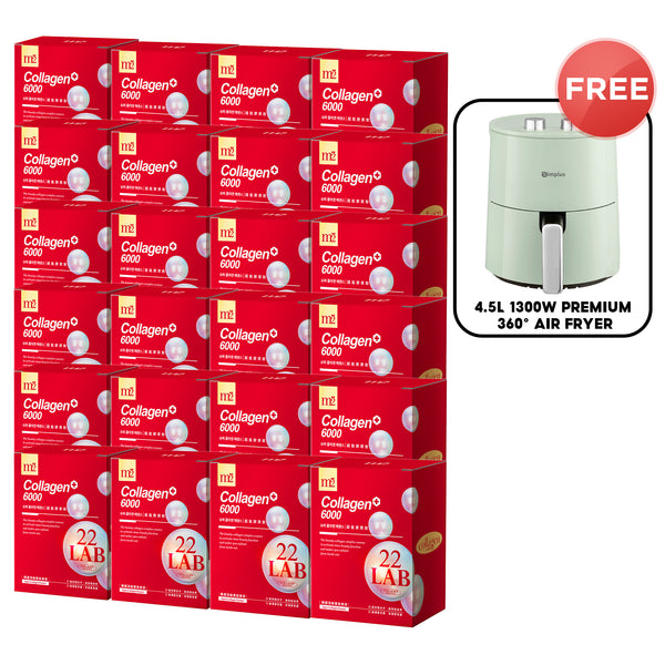 M2 22Lab Super Collagen Drink (6000mg 8s / Night + Gaba 8s / 3800+Ceramide 8s / 3800+Pearl Nest 8s) x 24 Boxes + FREE 4.5L 1300W Premium 360° Air Fryer × 1