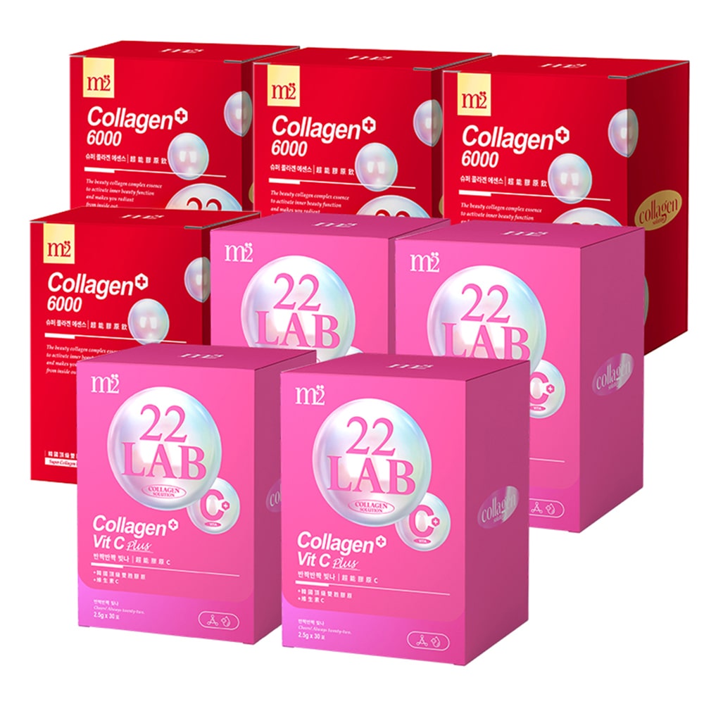【Bundle of 8】 M2 22Lab Super Collagen Vitamin C Powder 30s x 4 Boxes + 22Lab Super Collagen Drink 8s x 4 Boxes