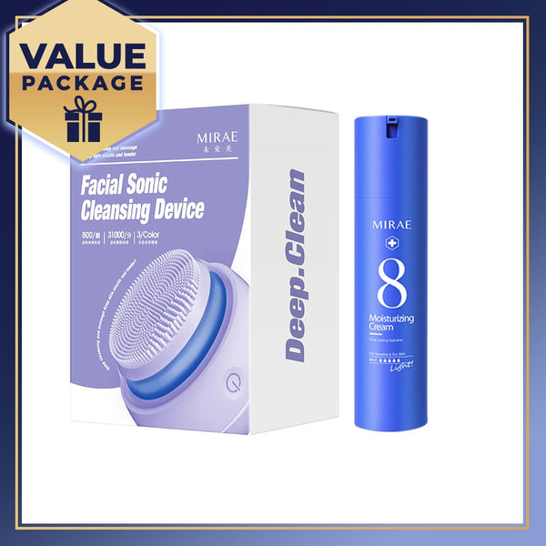Mirae Facial Sonic Cleansing Device + Mirae 8 Minutes Express(Moisturizing Cream / Ceramide Hydro Gel / CICA Repair Serum) 100ml