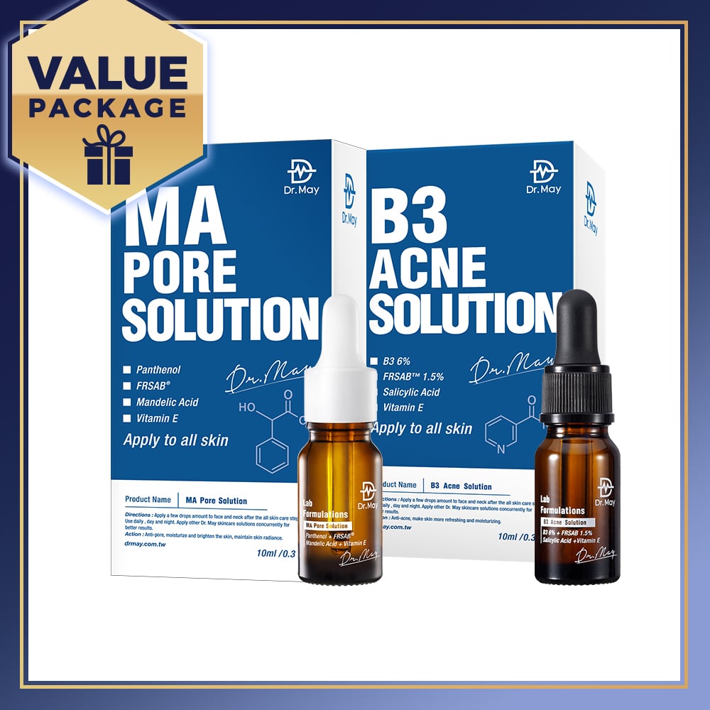 Dr May MA Pore Solution Smart Mandelic Acid Rejuvenating Essence 10ml + B3 Acne Solution Serum 10ml