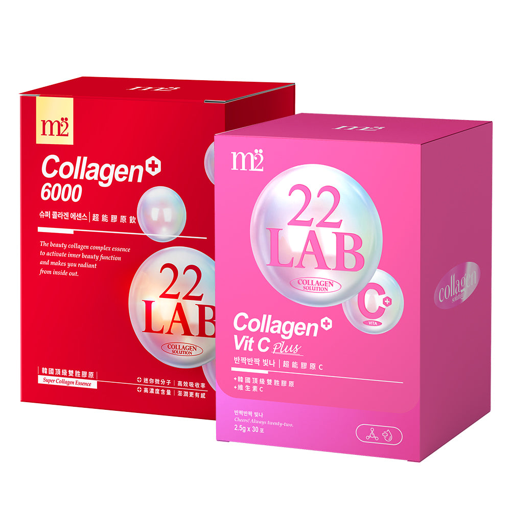 【Bundle of 2】 M2 22Lab Super Collagen Vitamin C Powder 30s + 22Lab Super Collagen Drink 8s